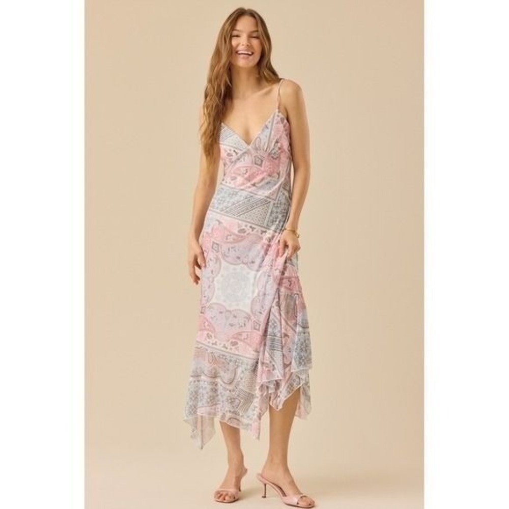 Altar'd State Paisley Print Midi Dress V-Neck Spaghetti Strap Womens Size Medium